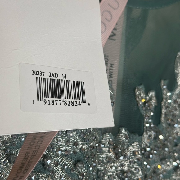 Mac Duggal Women's Embellished Bow Belt Illusion Long Sleeve A Line Dress 20337 - Picture 13 of 14